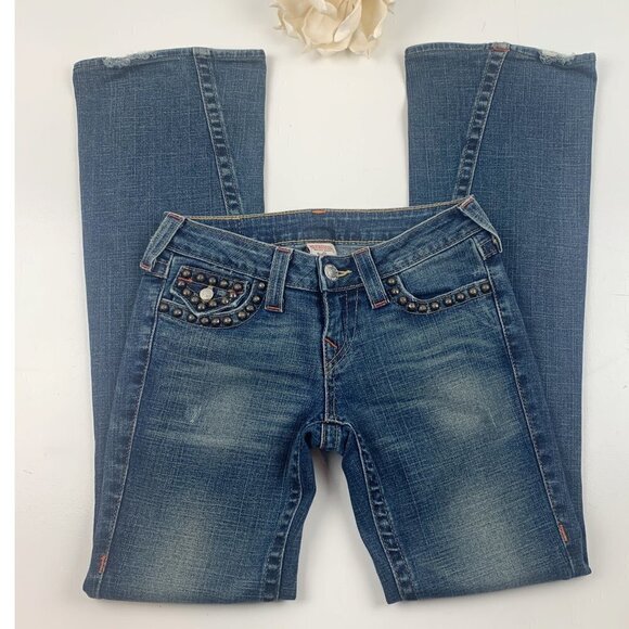 True Religion Joey Studded Western/Cowgirl Bootleg Jean's Women's Size 26 - Picture 2 of 11